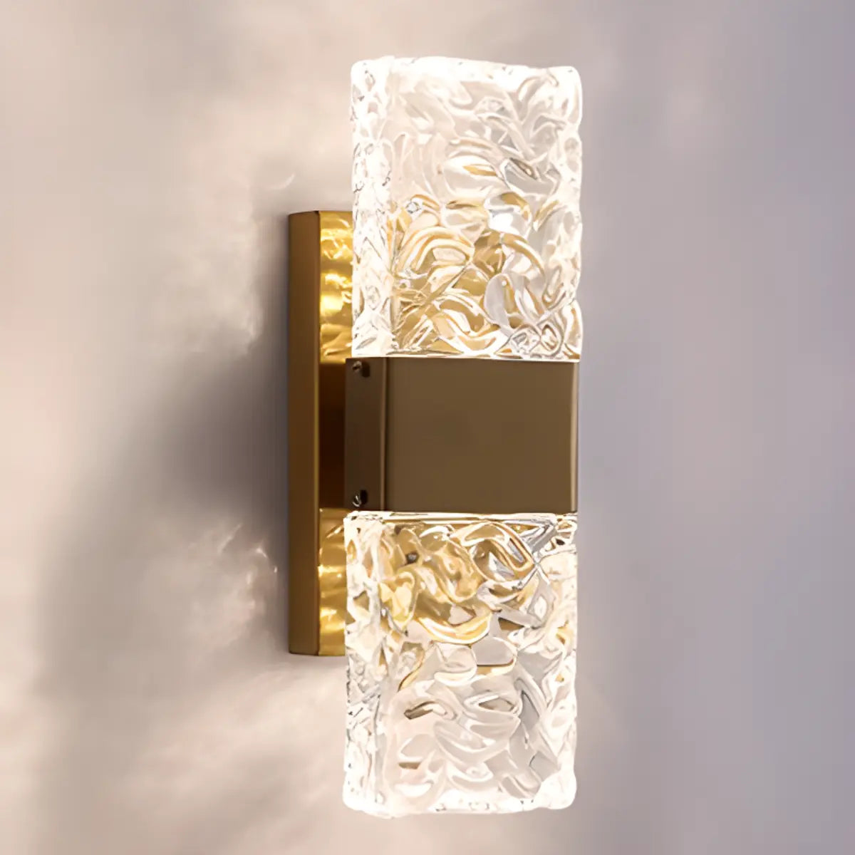 Outdoor Geometric Clear Crystal Up Down Wall Sconce Image - 10