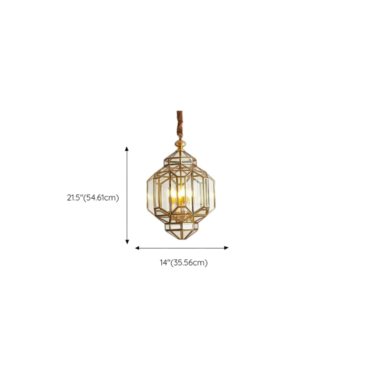 Outdoor Glass Gold Lantern Adjustable Chain Chandelier 