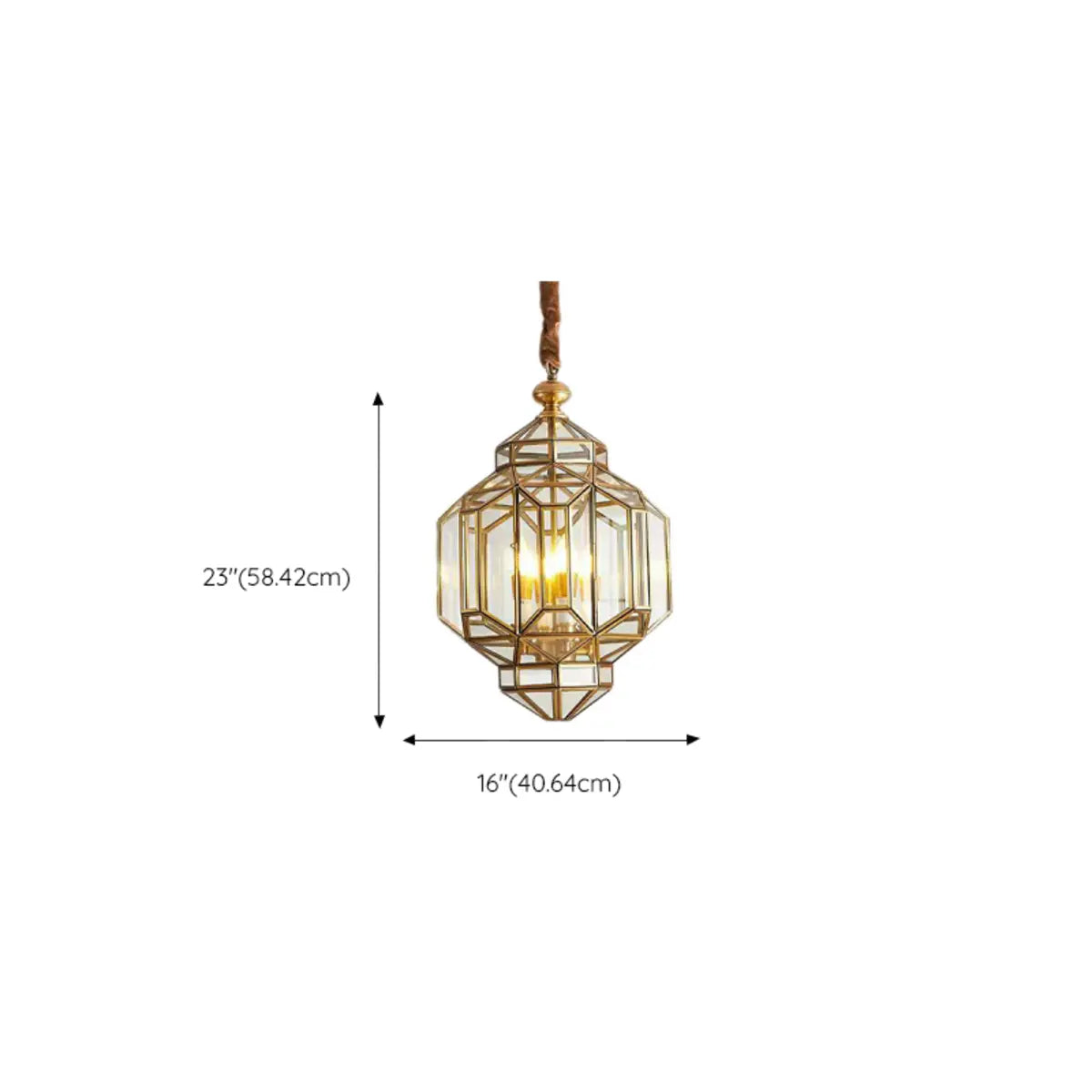 Outdoor Glass Gold Lantern Adjustable Chain Chandelier Image - 11