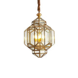 Outdoor Glass Gold Lantern Adjustable Chain Chandelier Image - 2