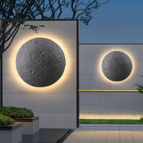 Outdoor Grey Waterproof LED Metal Moon Wall Lamp Image - 1