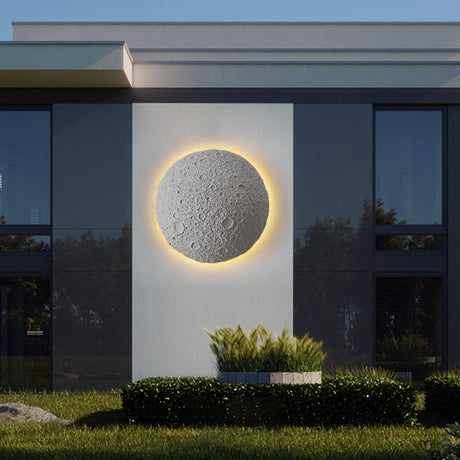 Outdoor Grey Waterproof LED Metal Moon Wall Lamp Image - 2