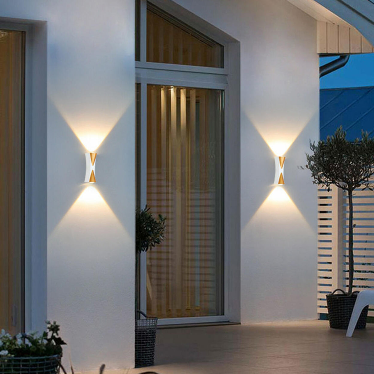 Outdoor Hourglass Design Up Down LED Wall Sconce Image - 1