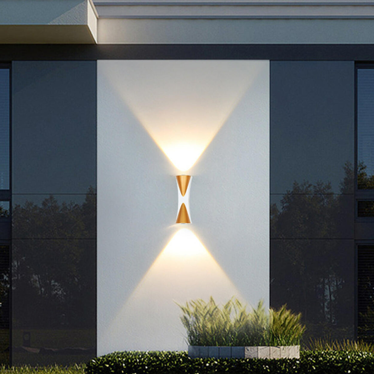 Outdoor Hourglass Design Up Down LED Wall Sconce Image - 2