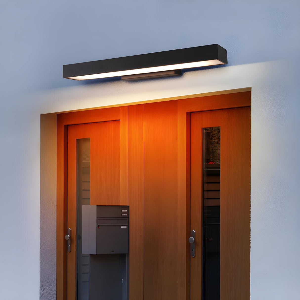 Outdoor Minimalist Black Rectangular LED Wall Sconce Image - 2