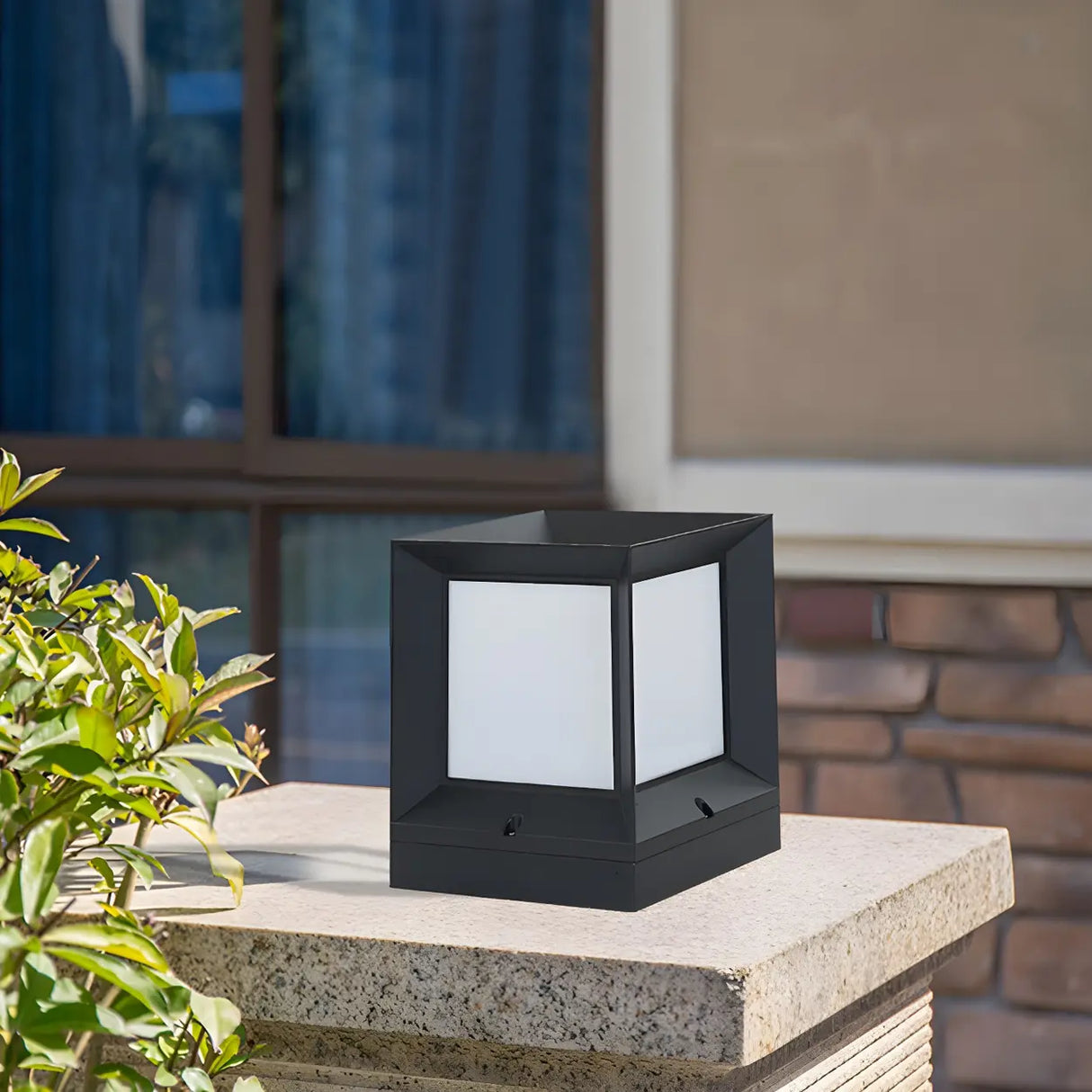 Outdoor Minimalist Solar Aluminum Cube Column Light Image - 12