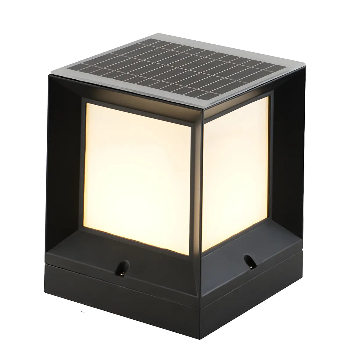 Outdoor Minimalist Solar Aluminum Cube Column Light Image - 3