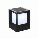 Outdoor Minimalist Solar Aluminum Cube Column Light Image - 8