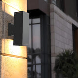 Outdoor Modern Black Square Up Down Wall Sconce Image - 1