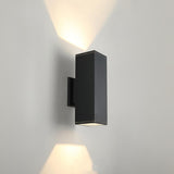 Outdoor Modern Black Square Up Down Wall Sconce Image - 13