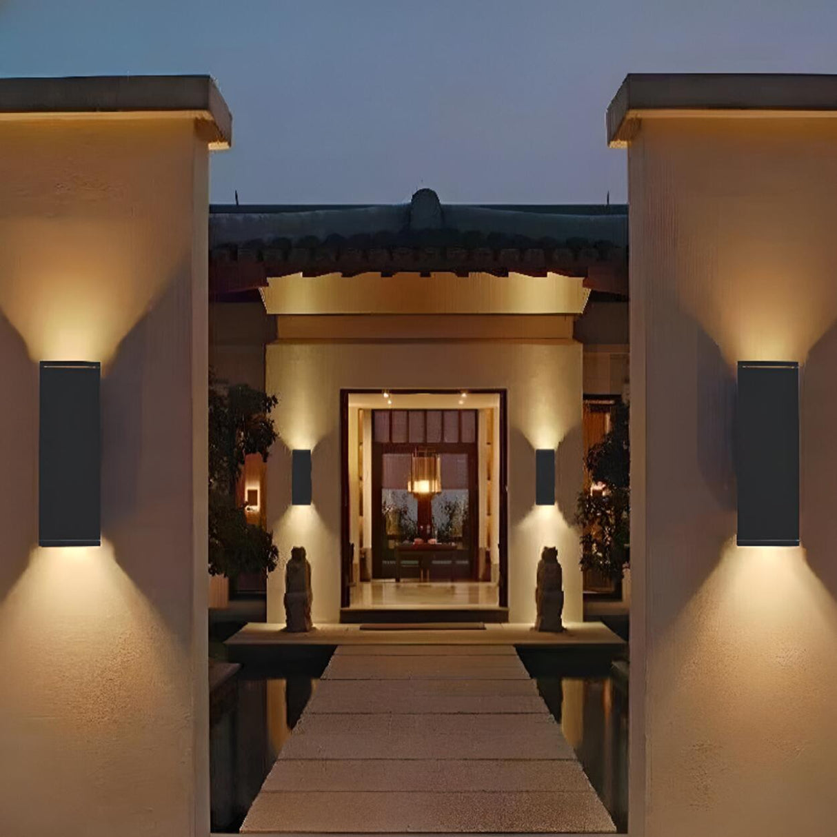 Outdoor Modern Black Square Up Down Wall Sconce Image - 3