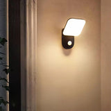 Outdoor Motion Sensor Black Square Wall Sconce Image - 1