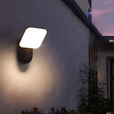 Outdoor Motion Sensor Black Square Wall Sconce Image - 3