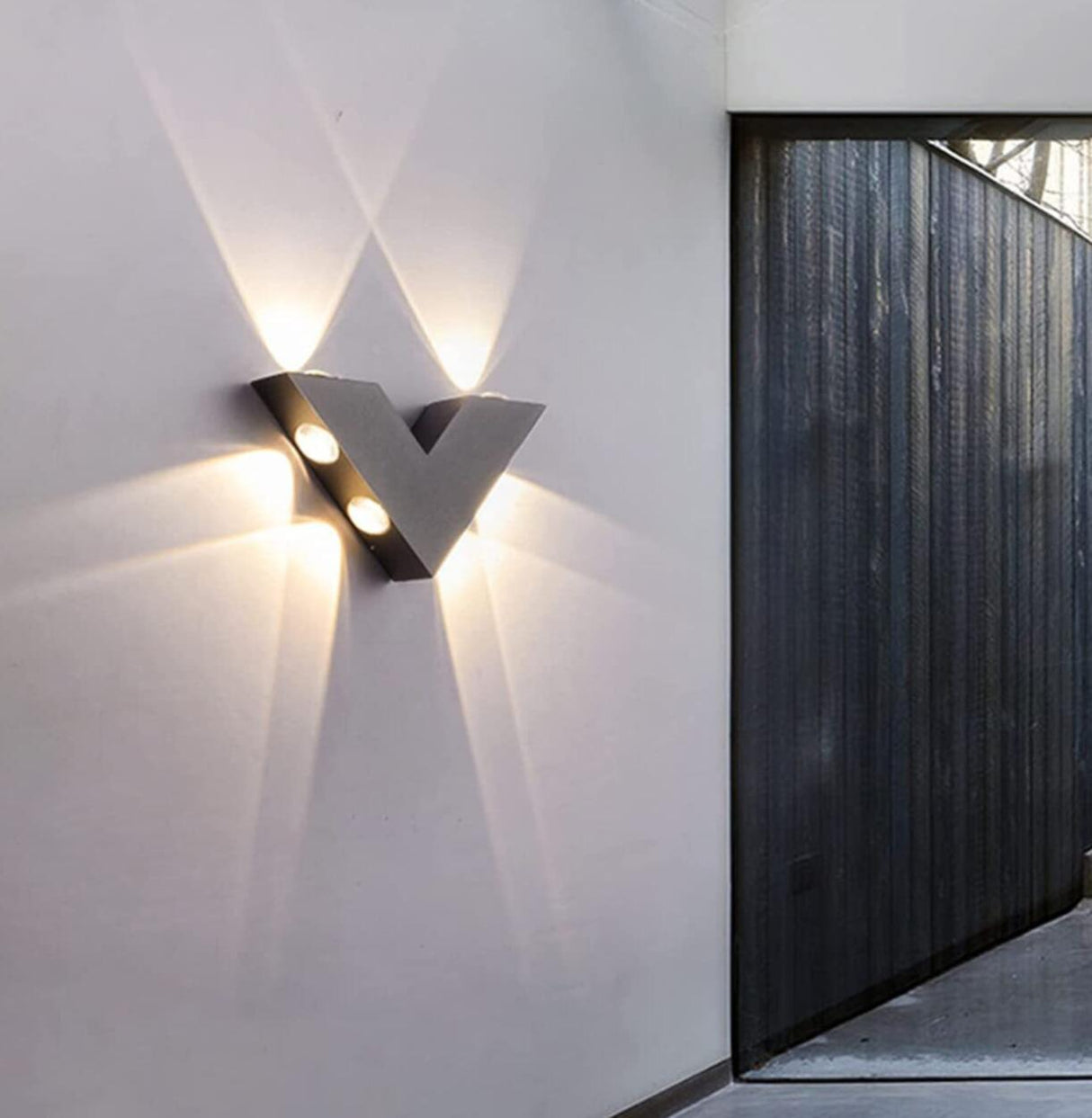 Outdoor Multi-Angle Light Black V-Shaped Wall Lamp Image - 7