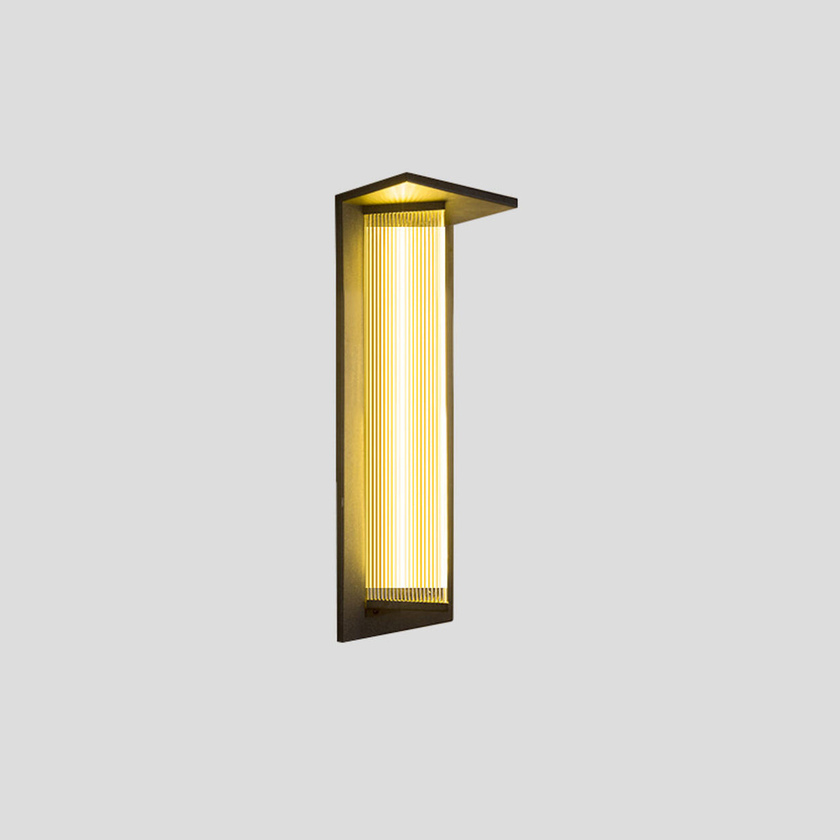 Outdoor Ribbed Glass Black Vertical Wall Sconce Image - 13