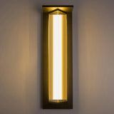 Outdoor Ribbed Glass Black Vertical Wall Sconce Image - 16