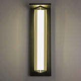 Outdoor Ribbed Glass Black Vertical Wall Sconce Image - 18