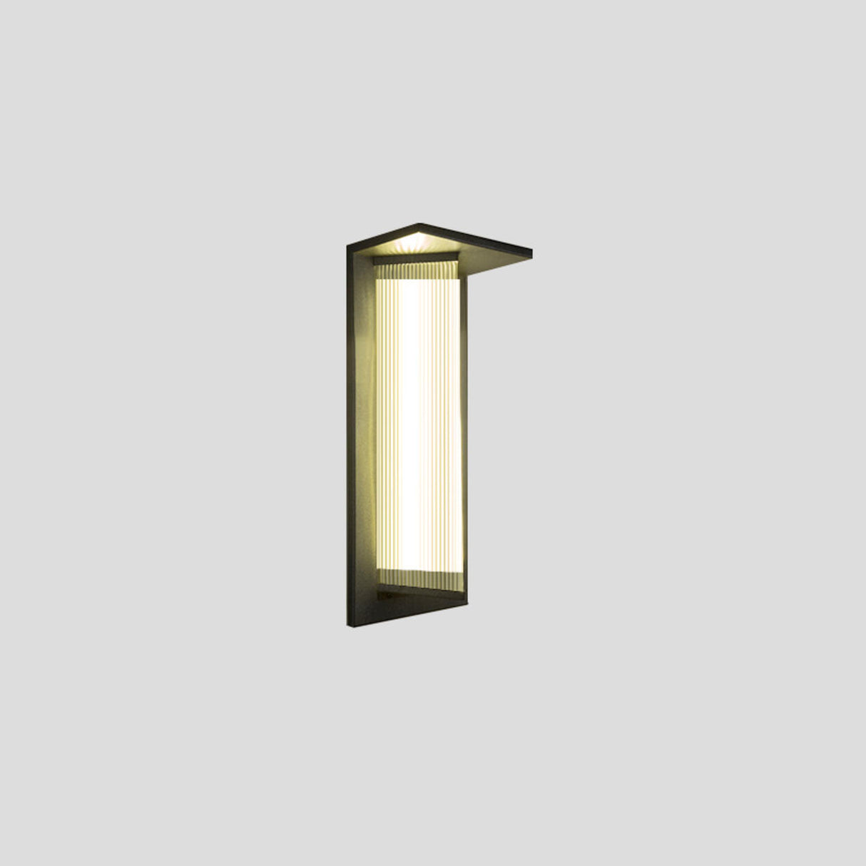 Outdoor Ribbed Glass Black Vertical Wall Sconce Image - 21