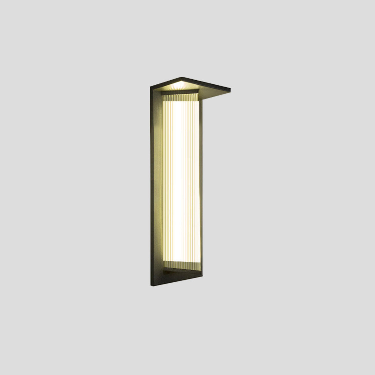 Outdoor Ribbed Glass Black Vertical Wall Sconce Image - 23