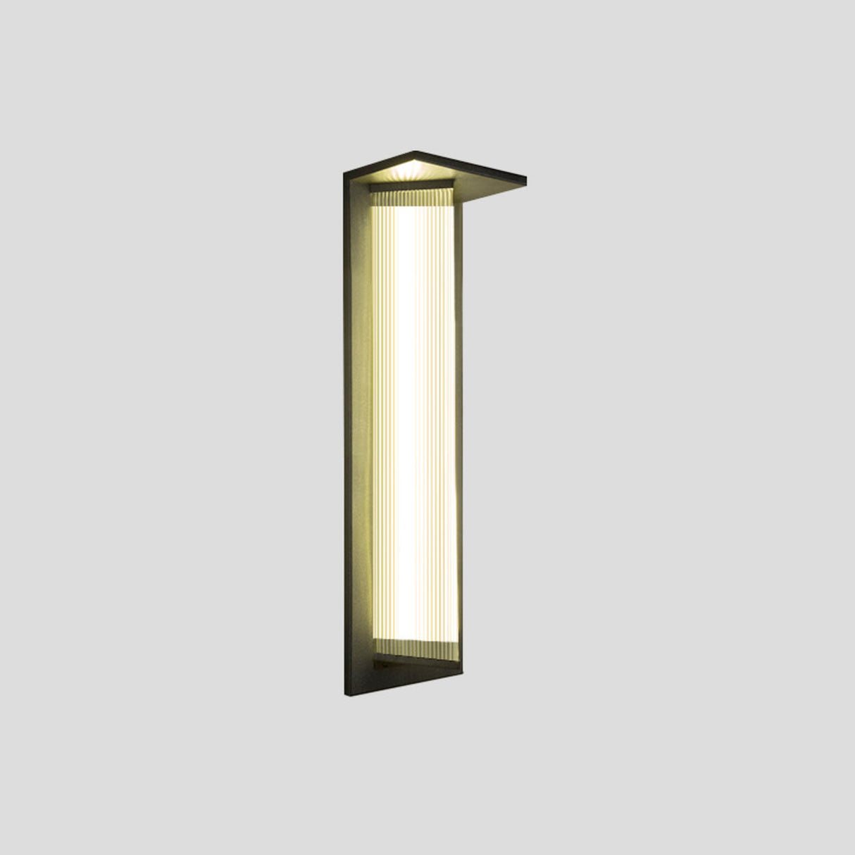 Outdoor Ribbed Glass Black Vertical Wall Sconce Image - 25