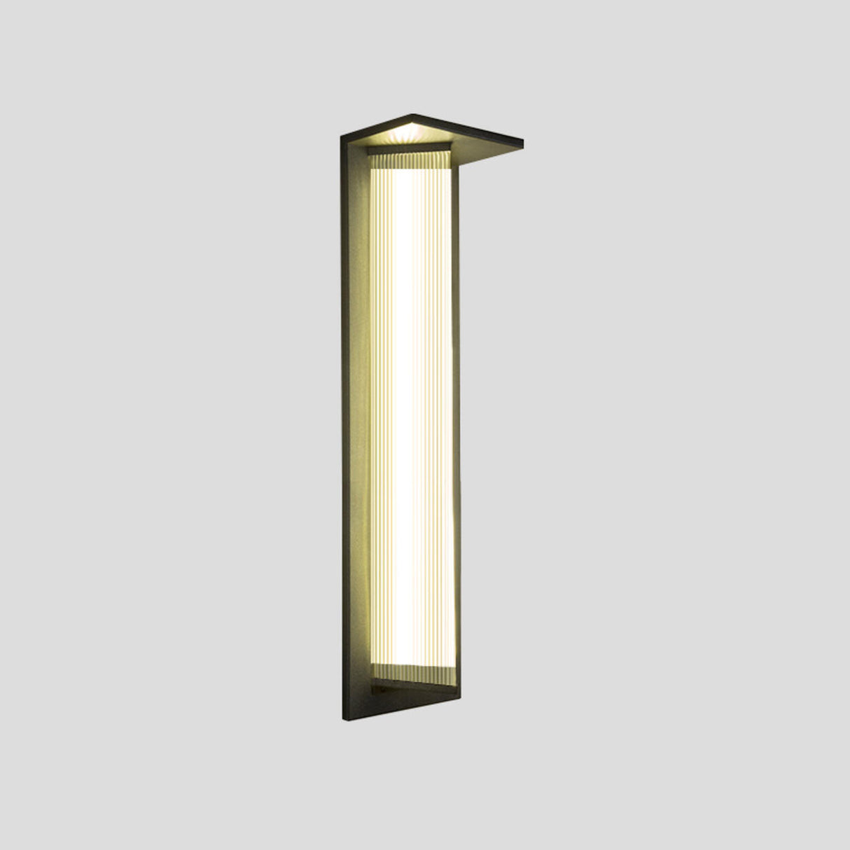 Outdoor Ribbed Glass Black Vertical Wall Sconce Image - 27