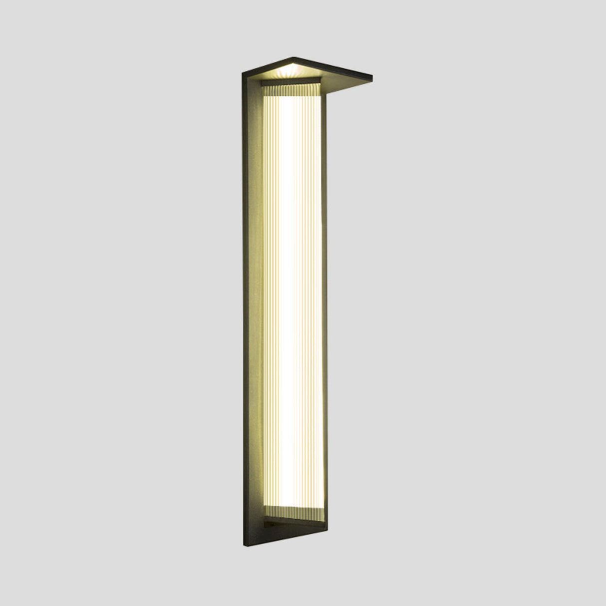 Outdoor Ribbed Glass Black Vertical Wall Sconce Image - 28