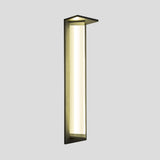 Outdoor Ribbed Glass Black Vertical Wall Sconce Image - 28