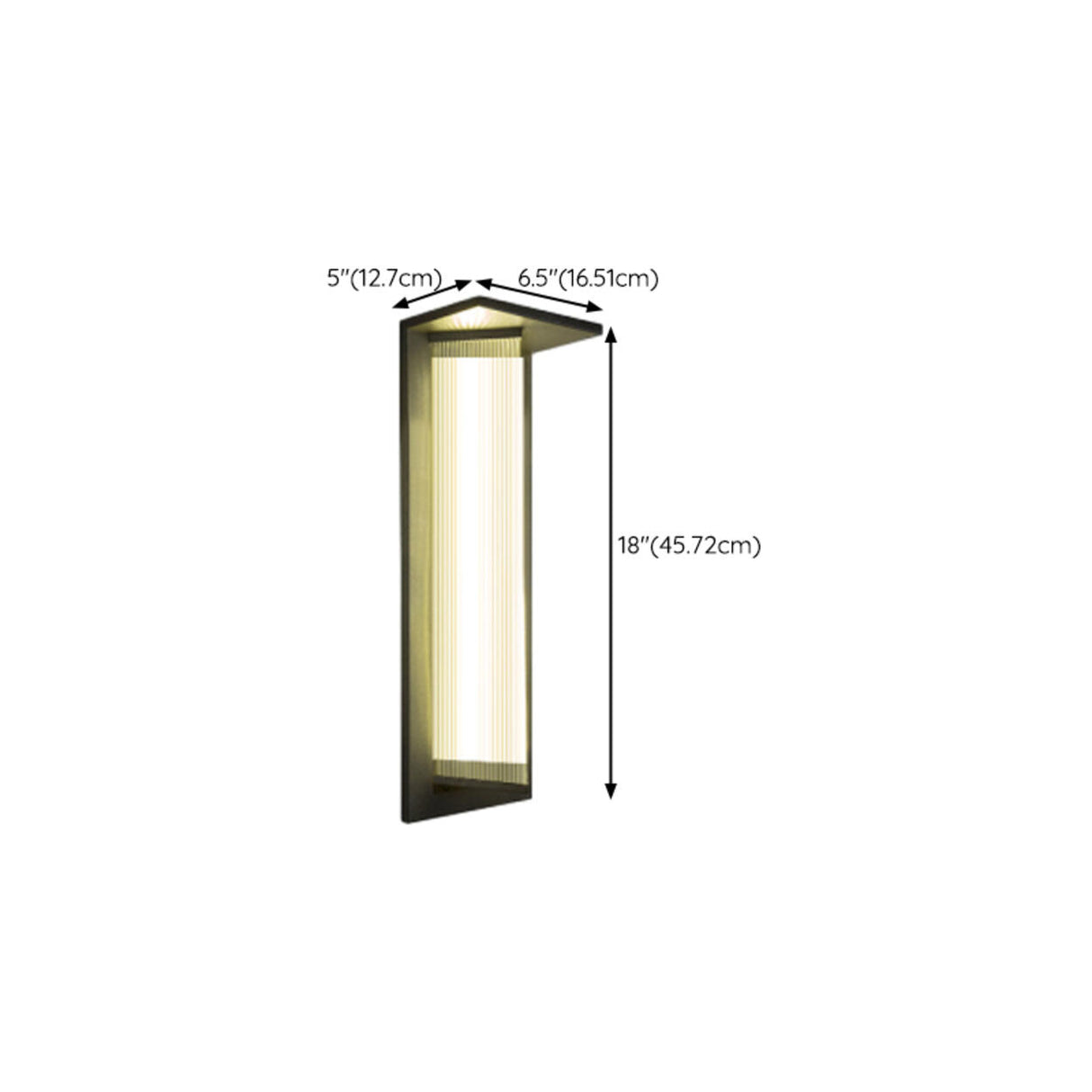 Outdoor Ribbed Glass Black Vertical Wall Sconce 