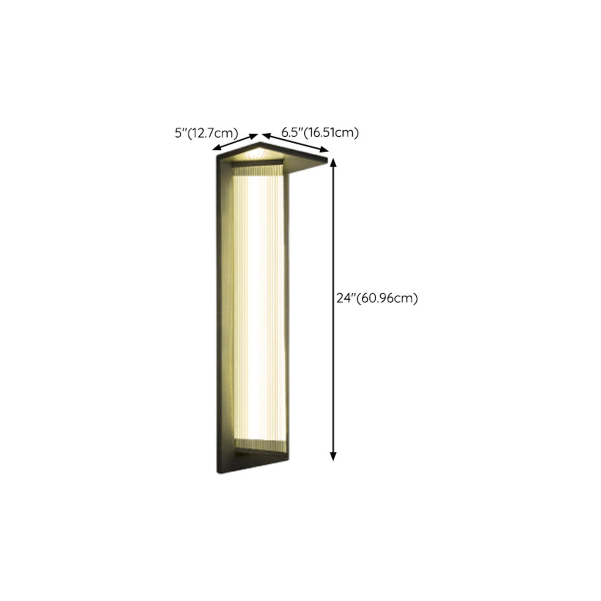 Outdoor Ribbed Glass Black Vertical Wall Sconce Image - 30