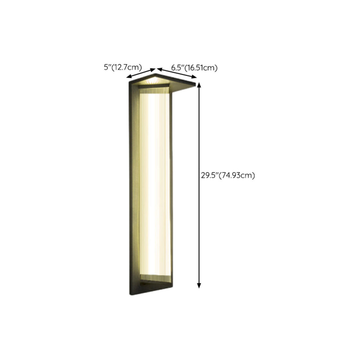 Outdoor Ribbed Glass Black Vertical Wall Sconce Image - 31