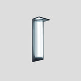 Outdoor Ribbed Glass Black Vertical Wall Sconce Image - 4