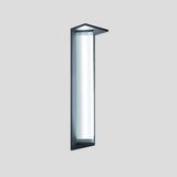 Outdoor Ribbed Glass Black Vertical Wall Sconce Image - 8