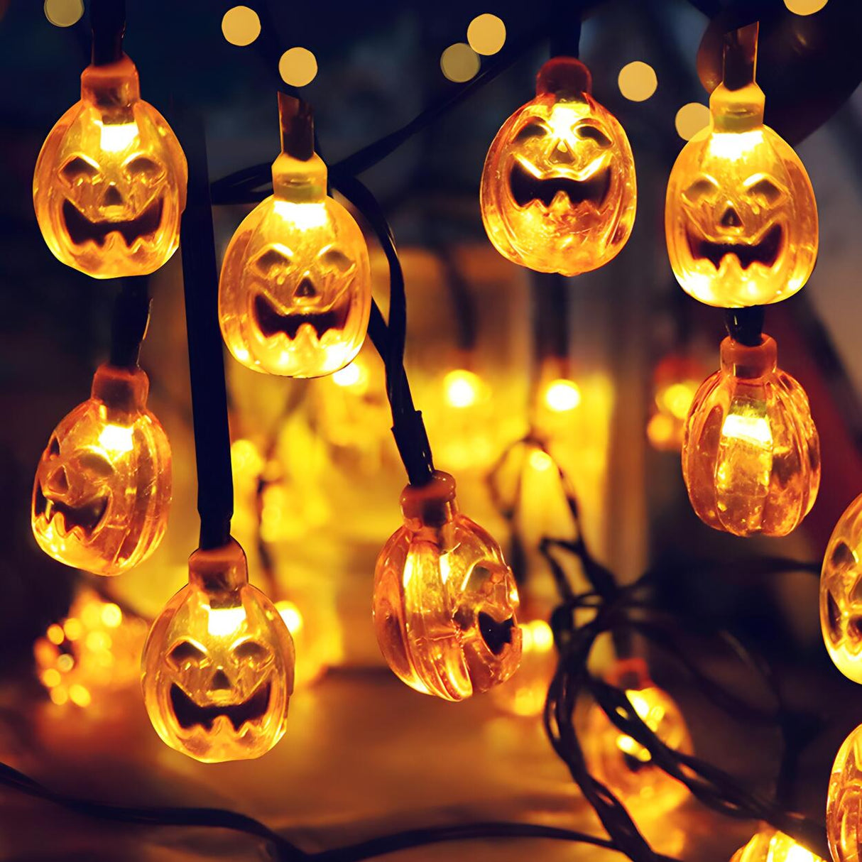 Outdoor Solar LED Halloween Pumpkin String Lights Image - 1