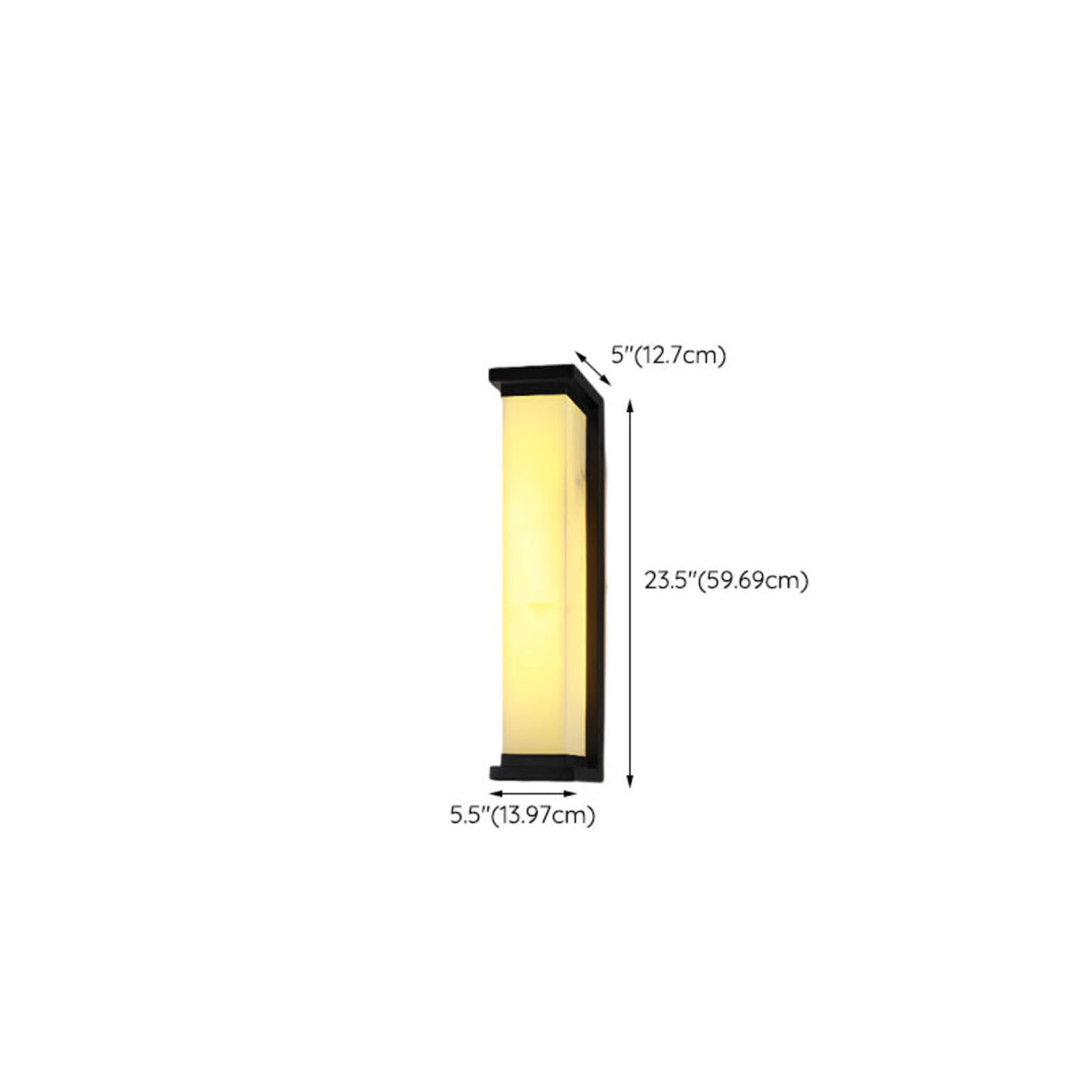 Outdoor Waterproof Black Rectangular Wall Light 