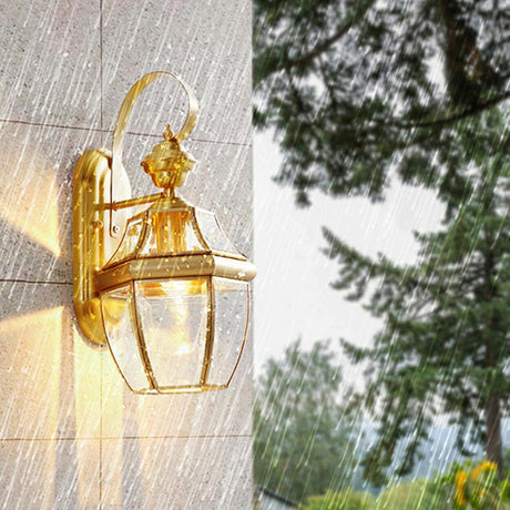 Outdoor Waterproof Gold Lantern Wall Sconce Image - 1