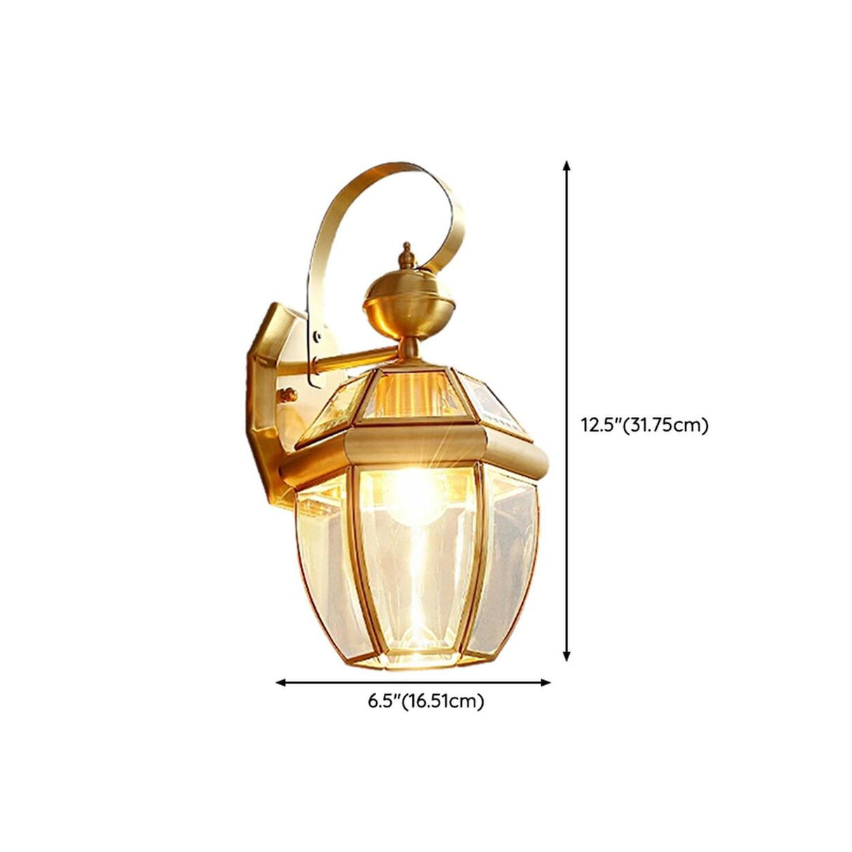 Outdoor Waterproof Gold Lantern Wall Sconce 