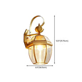 Outdoor Waterproof Gold Lantern Wall Sconce #size