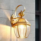 Outdoor Waterproof Gold Lantern Wall Sconce Image - 3