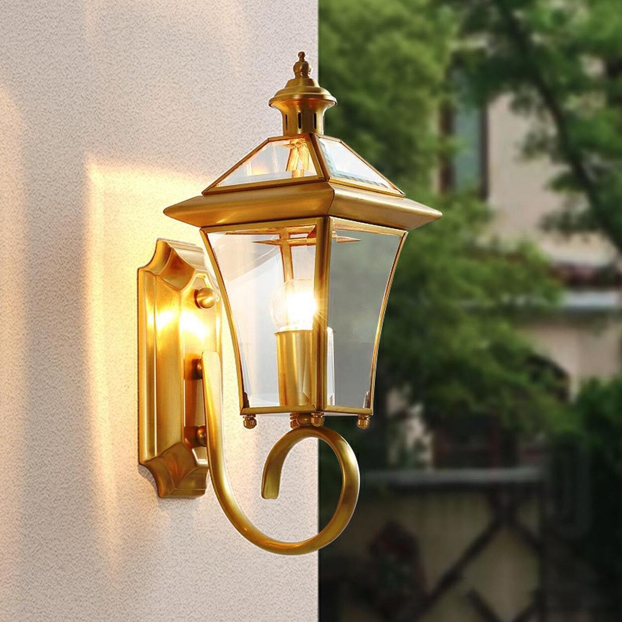 Outdoor Waterproof Gold Lantern Wall Sconce Image - 4