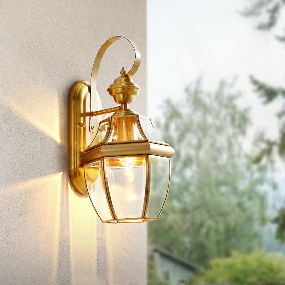 Outdoor Waterproof Gold Lantern Wall Sconce Image - 5