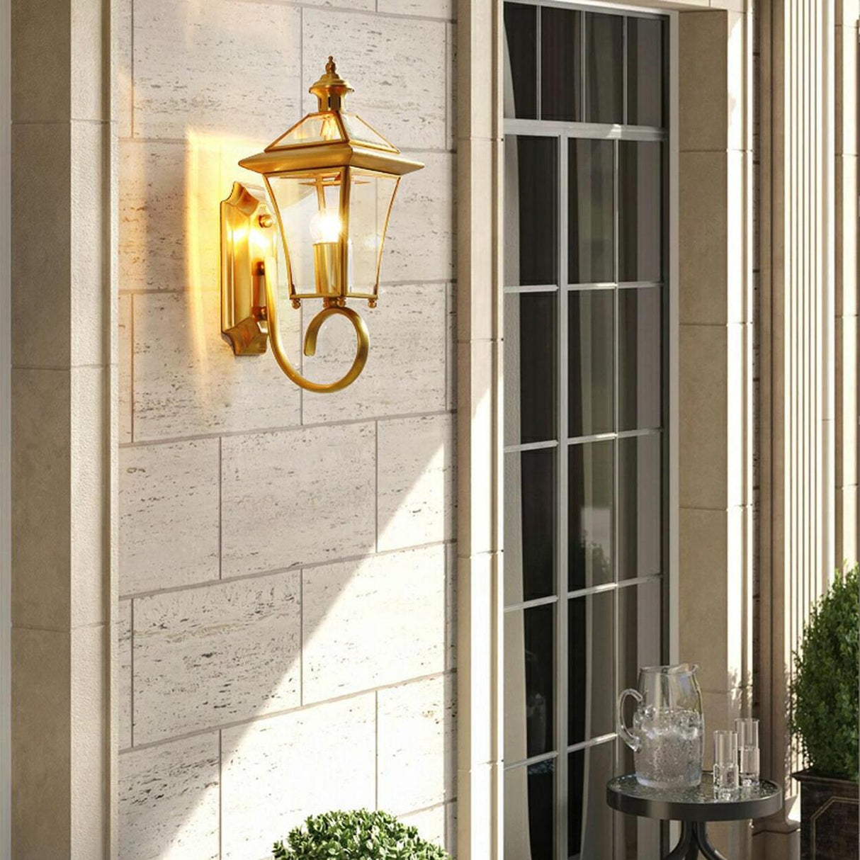 Outdoor Waterproof Gold Lantern Wall Sconce Image - 6