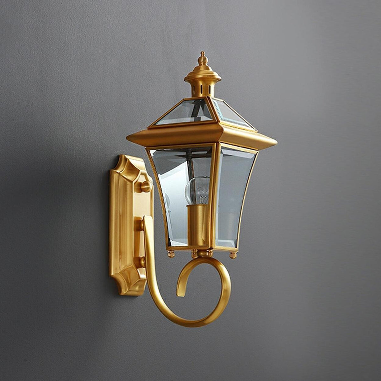 Outdoor Waterproof Gold Lantern Wall Sconce Image - 8