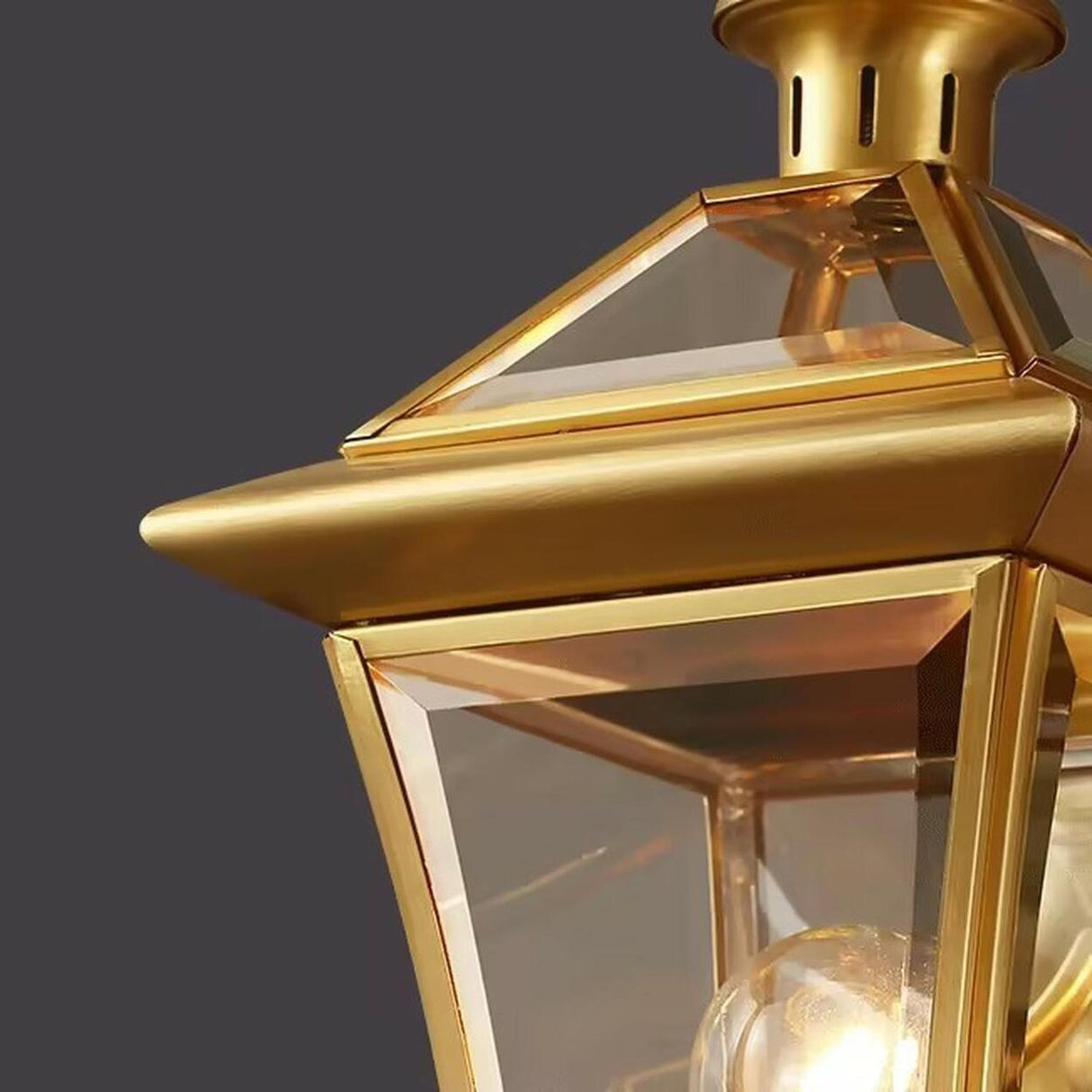 Outdoor Waterproof Gold Lantern Wall Sconce Image - 9