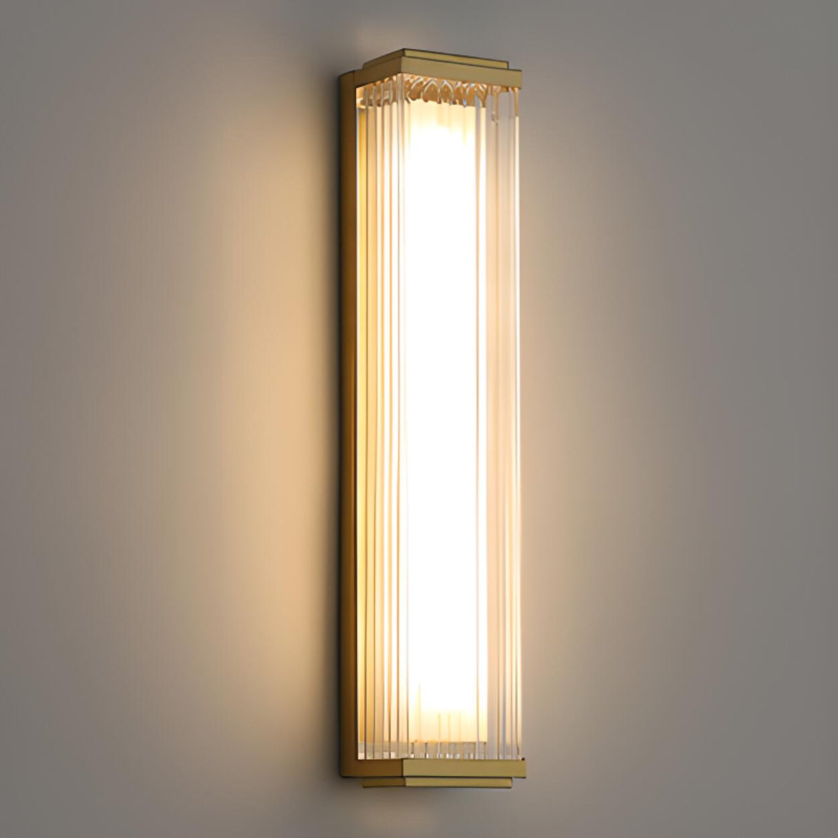 Outdoor Waterproof Ribbed Gold Vertical Wall Sconce Image - 12