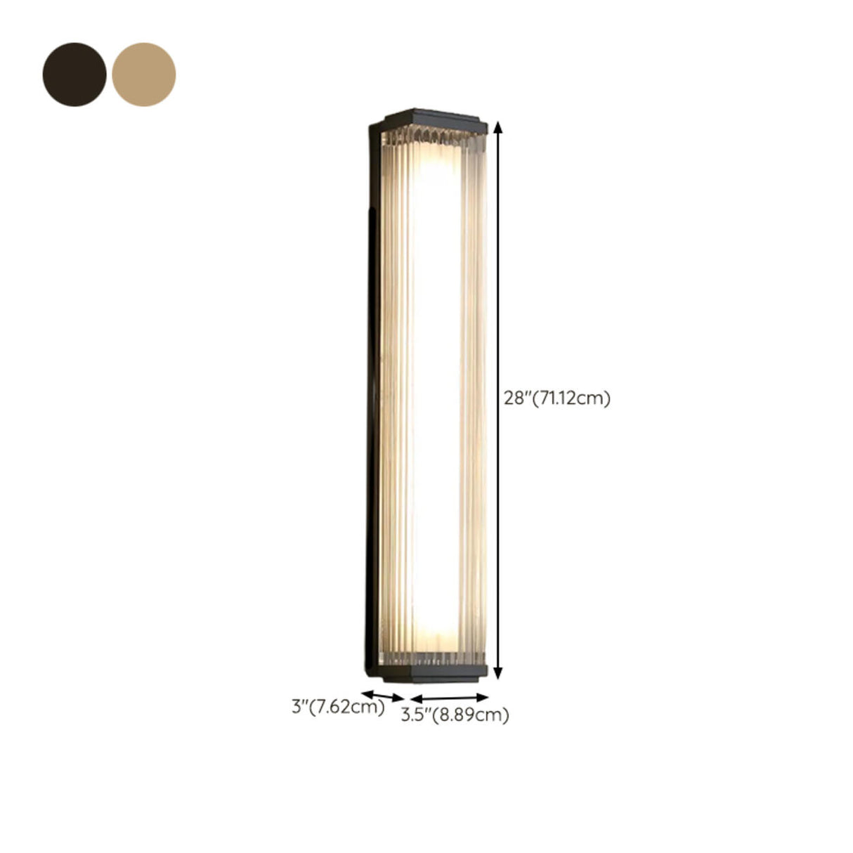 Outdoor Waterproof Ribbed Gold Vertical Wall Sconce Image - 22