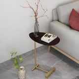 Oval C-Shaped White Pine Wood Sofa Side Accent Table Image - 8