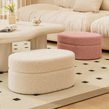 Oval Sherpa Footstool Medium Sponge Storage Ottomans Image - 1