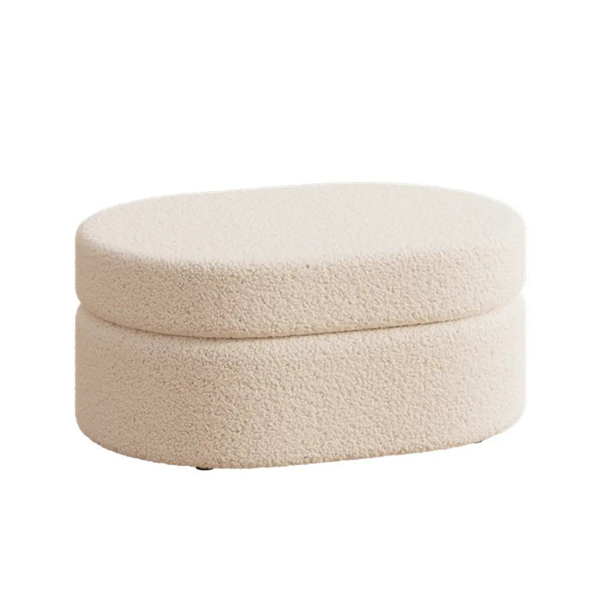 Oval Sherpa Footstool Medium Sponge Storage Ottomans Image - 10