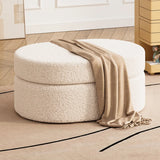 Oval Sherpa Footstool Medium Sponge Storage Ottomans Image - 17