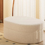 Oval Sherpa Footstool Medium Sponge Storage Ottomans Image - 3